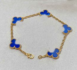 Luxury quality charm bracelet with new special blue Colour in 18k gold plated have stamp box desinger PS3411B