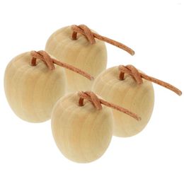 Party Decoration 4 Pcs Wood Apple Crafts Blanks Apples Wooden DIY Graffiti Fruits Uncolored Unfinished Painting Models