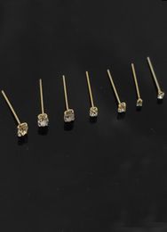 925 Sterling silver Stud clear crystal Pin piercing nose jewelry 36pcspack7903352