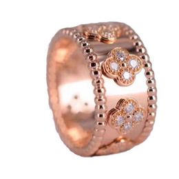 Designer Van kaleidoscope ring V gold thick plated 18K rose with diamond edge design trendy and fashionable 6B7Q