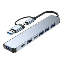 Aluminum Alloy 7 Ports USB3.0 Type C Hub Concentrator Docking Station Fast For Notebook Laptop Computers