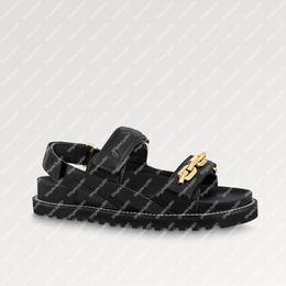 Explosion NEW women's sandals 1AB3QB Paseo Flat Comfort Sandal Black shoes embossed lambskin straps footbed Ultra-light micro outsole chain gold Coussin handbag