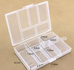 Gift Wrap Empty 6 Compartment Plastic Clear Storage Box For Jewellery Nail Art Container Sundries Organiser Lin4204