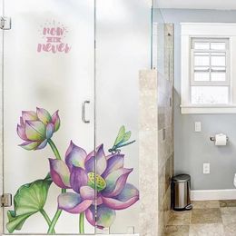 Window Stickers Coloured Lotus Static Cling Glass Film Sticker Custom Size Stained Frosted Bathroom Home Decorative Privacy