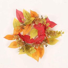 Decorative Flowers 20cm Fall Candle Rings Wreaths Lightweight Harvest Garland Table Ornaments For Thanksgiving Halloween Decoration