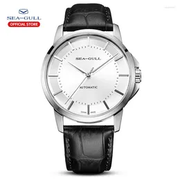 Wristwatches 2024 Seagull Men's Automatic Mechanical Watch Simple Business Belt Waterproof Sapphire Relogio Masculino 819.12.6066