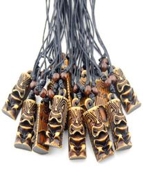 Fashion Jewellery Whole lot 12pcs Imitation Yak Bone Carved New Zealand Maori Tiki Totem Men Pendant Necklace Amulets Drop Shipp4026584