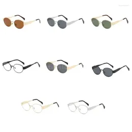 Sunglasses UV Protective For Adult Man Women Metal Oval Frame Sun Protections Glasses Camping