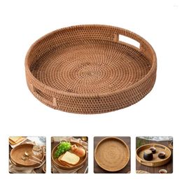 Plates Rattan Storage Basket Rustic Coffee Table Home Hand-woven Tray Box Multipurpose