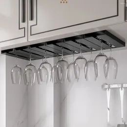 Kitchen Storage 1 Pack Metal Wine Glass Rack Hanger Under Cabinet Holder Shelf Stemware Black For Glue Included