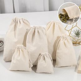 Shopping Bags Cotton Linen Storage Package Bag Drawstring Small Coin Purse Travel Women Cloth Christmas Gift Pouch