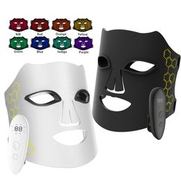 2024 New Portable Wireless 8 Colors Red Infrared LED Photon Light Therapy Face Mask Home Use Beauty NIR Silicone LED Facial Mask