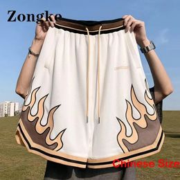 Fire Printed Mens Clothing Luxury Shorts for Men Summer Short Basketball Street Wear Korean Style Clothes 5XL 240409