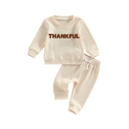 Clothing Sets Pudcoco Infant Born Baby Girl Boy Autumn 2PCS Pants Long Sleeve Letter Print Tops Drawstring Waff Plaid 0-24M