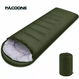 PACOONE Camping Sleeping Bag Lightweight 4 Season Warm Envelope Backpacking Outdoor Mummy Cotton Winter Sleeping Bag 240408