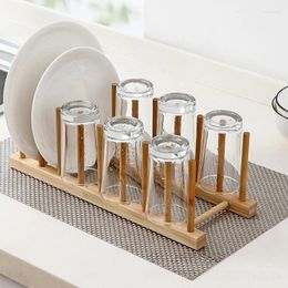 Kitchen Storage Dish Cup Drying Rack Household Water Plate Can Drain Multi-functional Bamboo Home