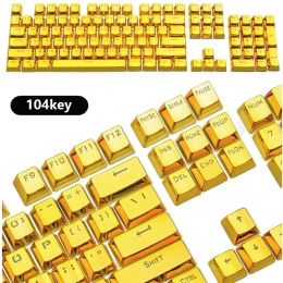 Accessories Electroplated Metal Keycap Mechanical Keyboard 104 87Key Cross Axis Personality Translucent Gold Silver Red Game Keycap