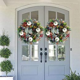 Decorative Flowers Pumpkins Ranunculus Wreath Gorgeous Autumn Classic Farmhouse Front Door Decoration Thanksgiving Fall Home Decor