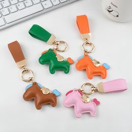 Cute Mini Car Key Chain PU Leather Little Horse Key Ring Lover Keychains Charm Decoration for Bag Backpack