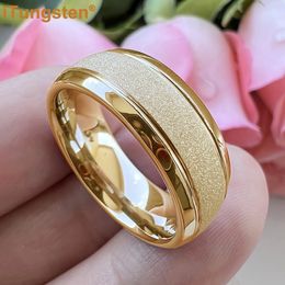 iTungsten 6mm 8mm Tungsten Carbide Ring for Women Men Domed Grooved Sandblasted Lady Gentlemans Gift Jewellery Comfort Fit 240415