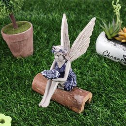 Garden Decorations Sitting Fairy Statue Resin Craft Landscaping Yard Lawn Figurine Decor Ornament