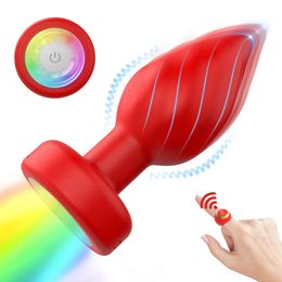 Wireless Remote Control Led Colourful Anal Plug Vibrator Prostate Massage Vagina G-spot Stimulator Adult sexy Toys for Women Men