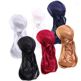 Berets 6PCS/LOT Unisex Men Women Bandana Durag Headwear Silky Pirate Cap Wrap Hats Hip Hop Headband Biker Headwrap