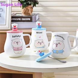 Mugs Ceramic Morning Cute Pig Green Porcelain Anti- Breakfast Milk Coffee Tea Gift Cup With Handel Piggy Mug For