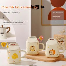 Mugs High Beauty Mug Milk Tea Cup With Lid And Straw Kawaii Cups Drinkware Ceramics & Pottery Personalized Gift Coffee Set