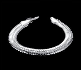 Wedding gift! 10M flat bracelet - me 925 silver bracelet JSPB231,Beast gift men and women sterling silver plated Chain link bracelets7206692