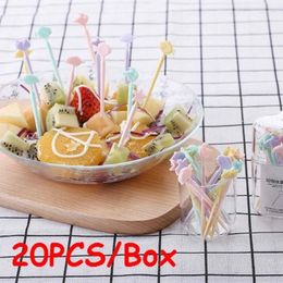 Forks 20PCS/Box Cute Fruit Fork Picks Dessert Decoration Accessories Party Supplies