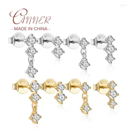 Stud Earrings CANNER 4pcs/ Set S925 Sterling Silver White Zircon Piercing Chain For Women Fine Jewelry Gift Brincos Pendientes