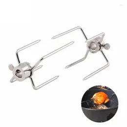 Tools Portable BBQ Rotisserie Forks Stainless Steel Spit Charcoal Chicken Grill Roast Fork Tool High Quality