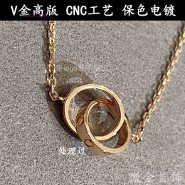 Designer 1to1 Cartres V Gold High Edition Classic LOVE Double Ring Necklace for Women Plated with 18K Rose Fashionable Light Luxury Buckle Collar Chain