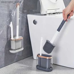 Cleaning Brushes Silicone Toilet Brush Home Bathroom Wall Hanin Free-Punchin Cleanin Brush Liht Luxury Toilet Squattin Pit Cleanin Set L49