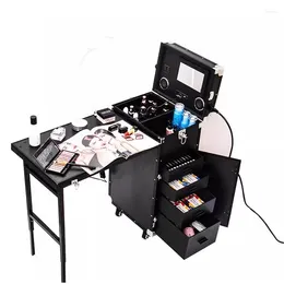 Suitcases Professional Nail Table Rolling Case With Light Bluetooth Portable Tattoo Kit Trolley Makeup Artist Cosmetic