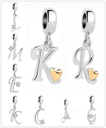 Classic Charm Letter AZ Crystal Pendant Bead Fit charms Silver Plated Original Bracelets Necklaces DIY Women Jewelry32691148024369