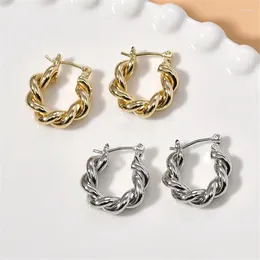 Hoop Earrings HUANZHI Thread Double Strand Metal Twisted Buckle For Women Girls Simple Vintage Fashion Jewellery Gifts Wholesale