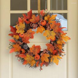 Decorative Flowers Autumn Wreath On The Door Handmade White Pumpkin Ranunculus Christmas Home Wedding Year Decoration Artificial Flower