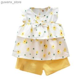 Clothing Sets Summer Baby Girl Clothes Suit Children Fashion Cute Vest Shorts 2Pcs/Sets Kids Outfits Toddler Casual Costume Infant Tracksuits Y240415