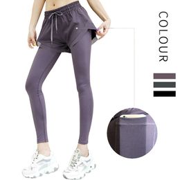 Nuovi pantaloni da yoga ad alta vita LL pantaloni da donna Essiccati rapidi Sport Pantaloni di fitness per pesche