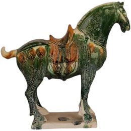 Decorative Figurines Tang Sancai Green Glaze War Horse Antique Porcelain Immediately Make A Fortune Decoration