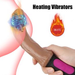 Heating Vibrators sexy Toy For Women Realistic Dildos Erotic Bend Soft Huge Penis 10 Speeds G-Spot Vagina Anus Masturbator