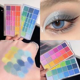 18 Colours Eyeshadow Palette Full Matte Low-saturation Waterproof Long-lasting Neon Red Yellow Blue Green Pigments Eye Makeup 240415