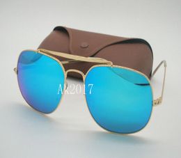 1Pair New Arrival High Quality Mens Womens General Colorful Sunglasses Gold Metal Sun Glasses Green Mirror 57mm Glass Lenses With 1340473