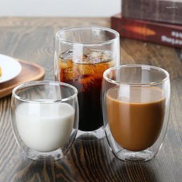 Wine Glasses Heat Resistant Double Wall Glass Cup 250/350/450 Ml Beer Coffee Water Cups Transparent Wholesale Drink Set