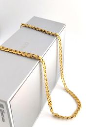 18K Solid Yellow GF Gold Curb Cuban Link Chain Necklace HipHop Italian Stamp AU750 Men039s Women 7mm 750 MM 75 CM long 29 INC6055424