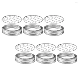 Dinnerware Mason Flower Jar Lid Canning Insert Holder Glass Bottle Grid Covers Daisy Lids Metal Inserts Vase