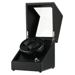 Black Automatic Watch Winder USUKAUEU Plug Adapter Mechanical Self Winding Box Double Motor Shaker Holders New Arrival 20198360393