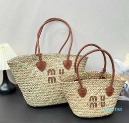 Designer -woven tote straw bag summer versatile vegetable basket handbag women shoulder beach bag